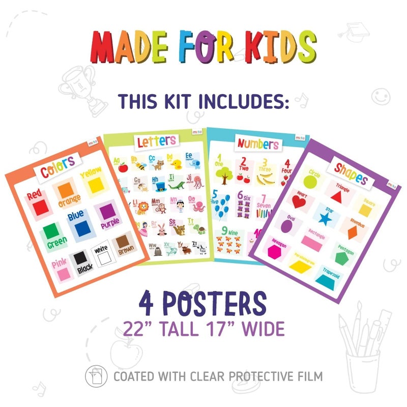 merka PreK & Kindergarten Starter Kit - 58 Flashcards, 4 Posters & 36 Interactive Stickers, Practice Book - Preschool Headstart Flashcards & Homeschool Early Learning Curriculum - Image 3